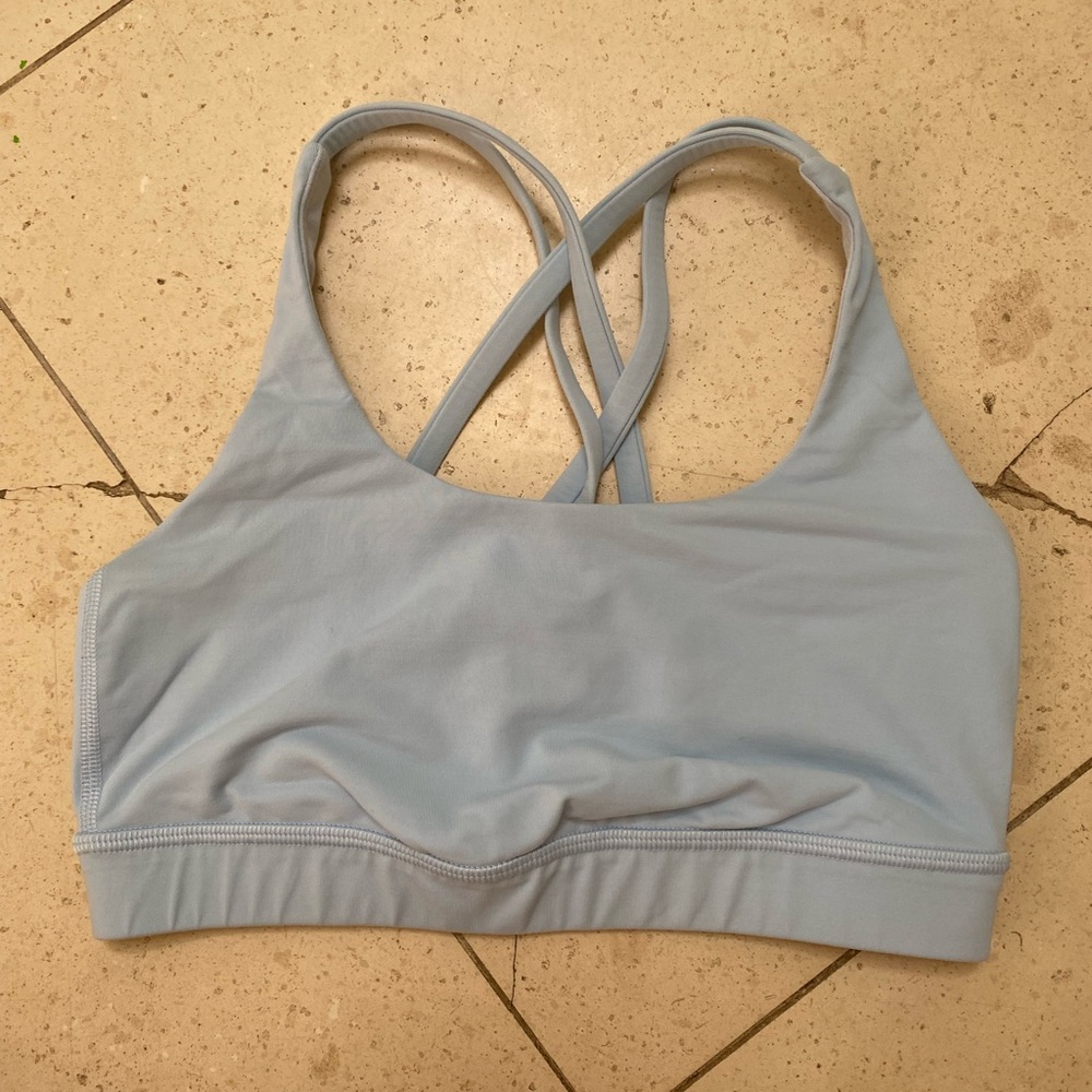 lululemon energy bra size 4 a/b cup concrete blue like new